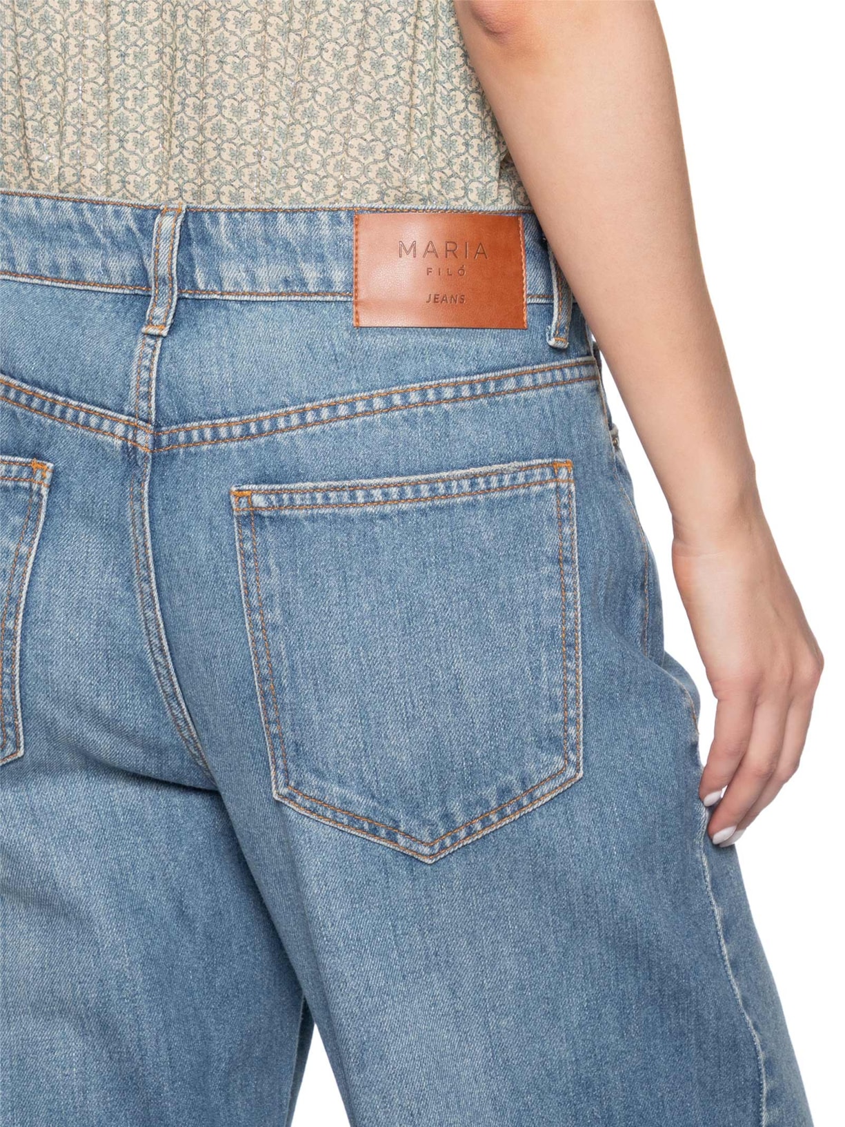 Calça Jeans Feminina Boyfriend Com Used Azul Maria Filó