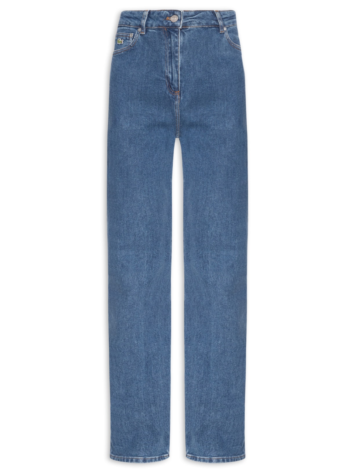 Calça Jeans Feminina De Cintura Alta Com Caimento Reto - Azul