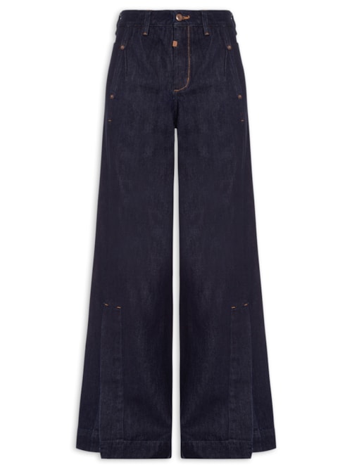 Calça Jeans Feminina Fendas - Azul