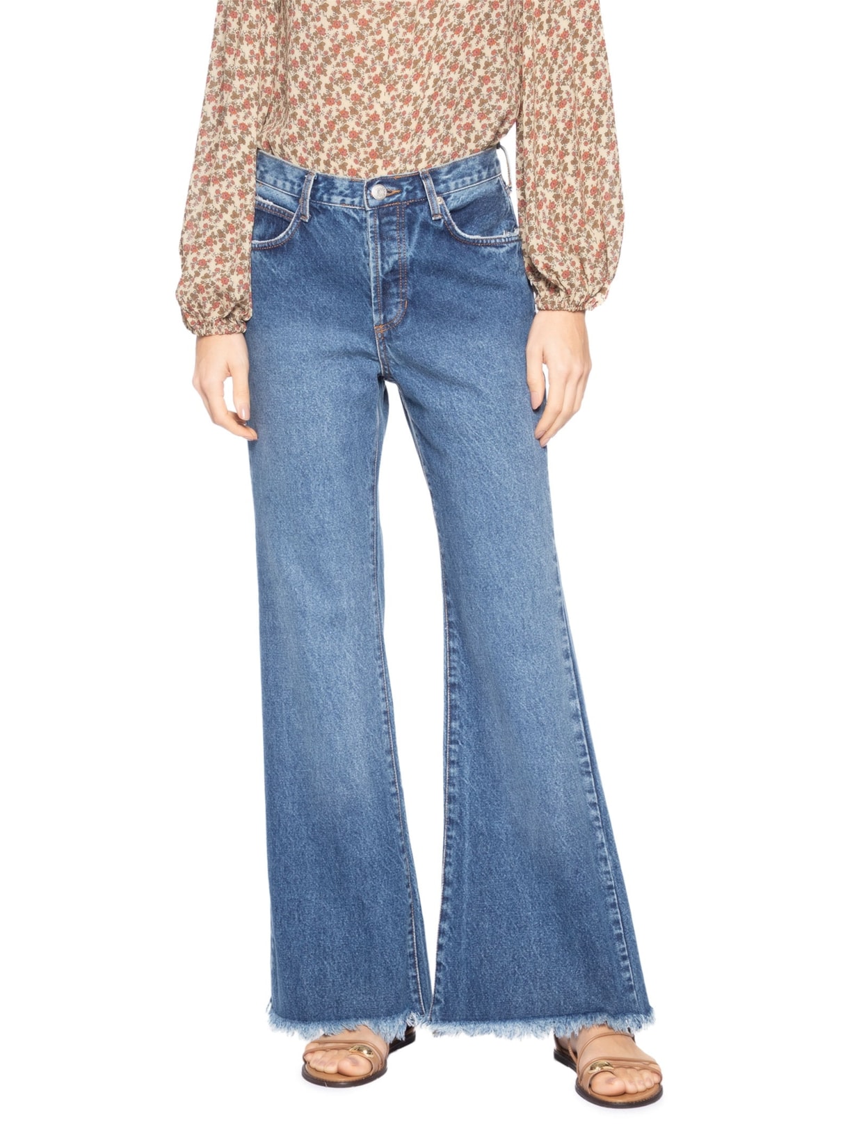 Calça Jeans Feminina Flare Botões Bragulha – Azul Maria Filó
