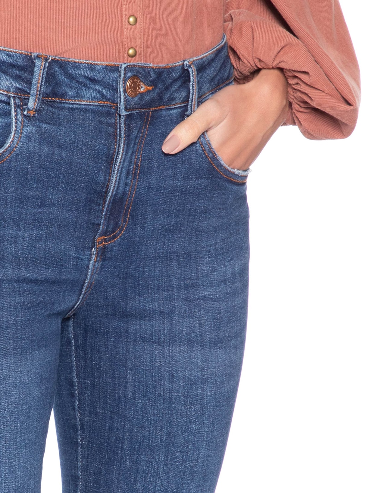 Calça Jeans Feminina Flare Nesgas Stone Azul Maria Filó