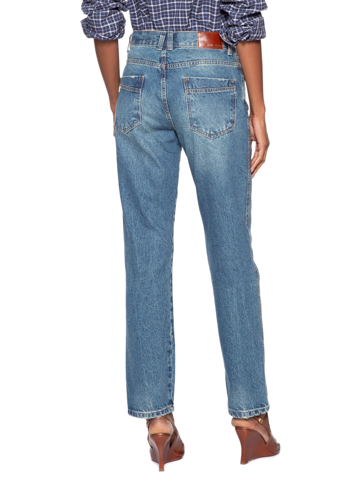 Calça Jeans Feminina Flashback Recortes Azul Animale Jeans