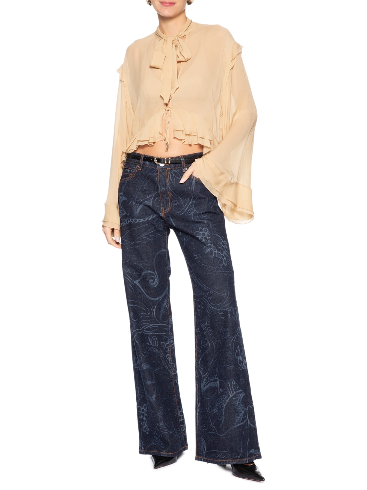 Calça Jeans Feminina Laser Paisley Azul Animale
