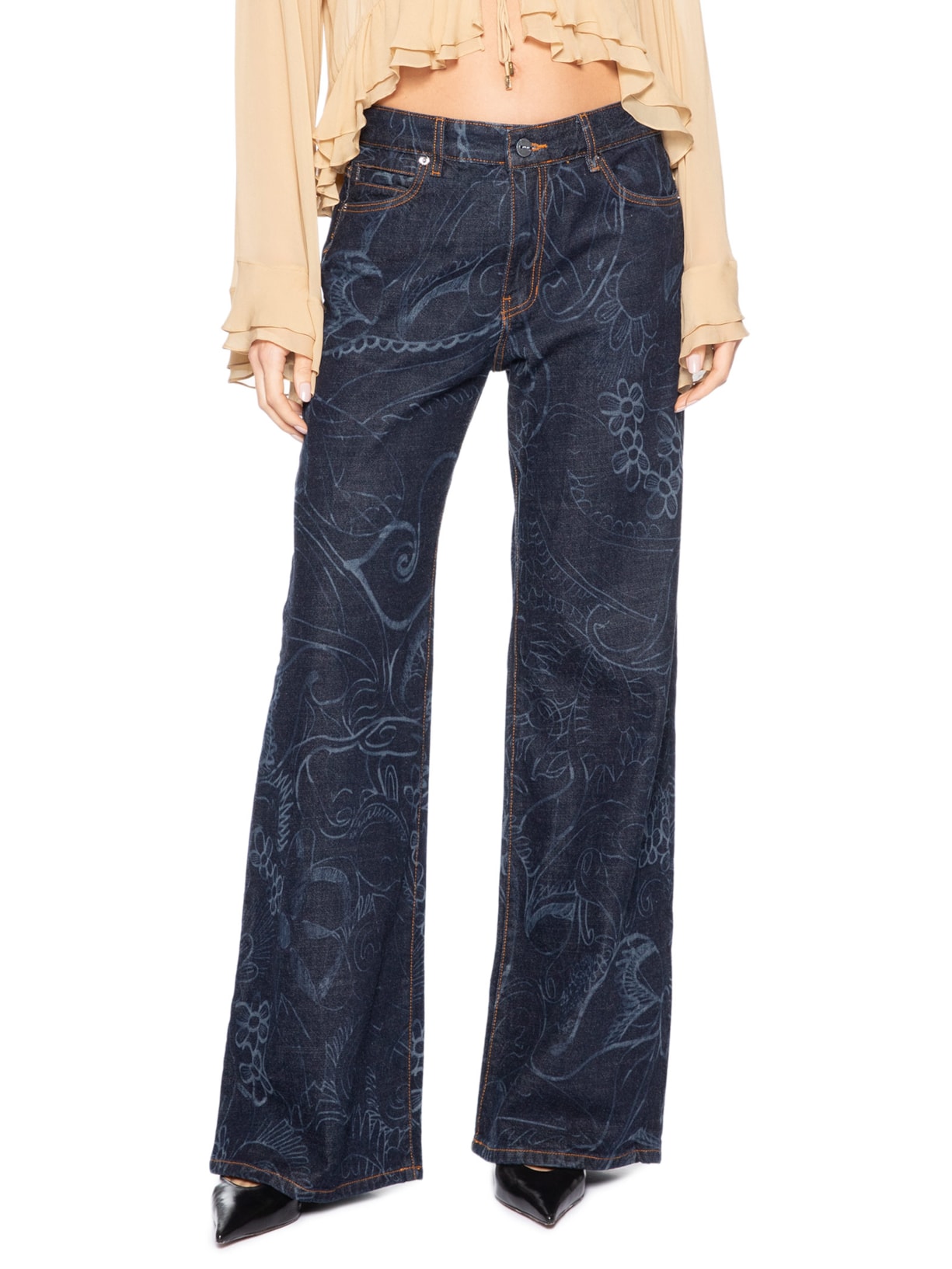 Calça Jeans Feminina Laser Paisley Azul Animale