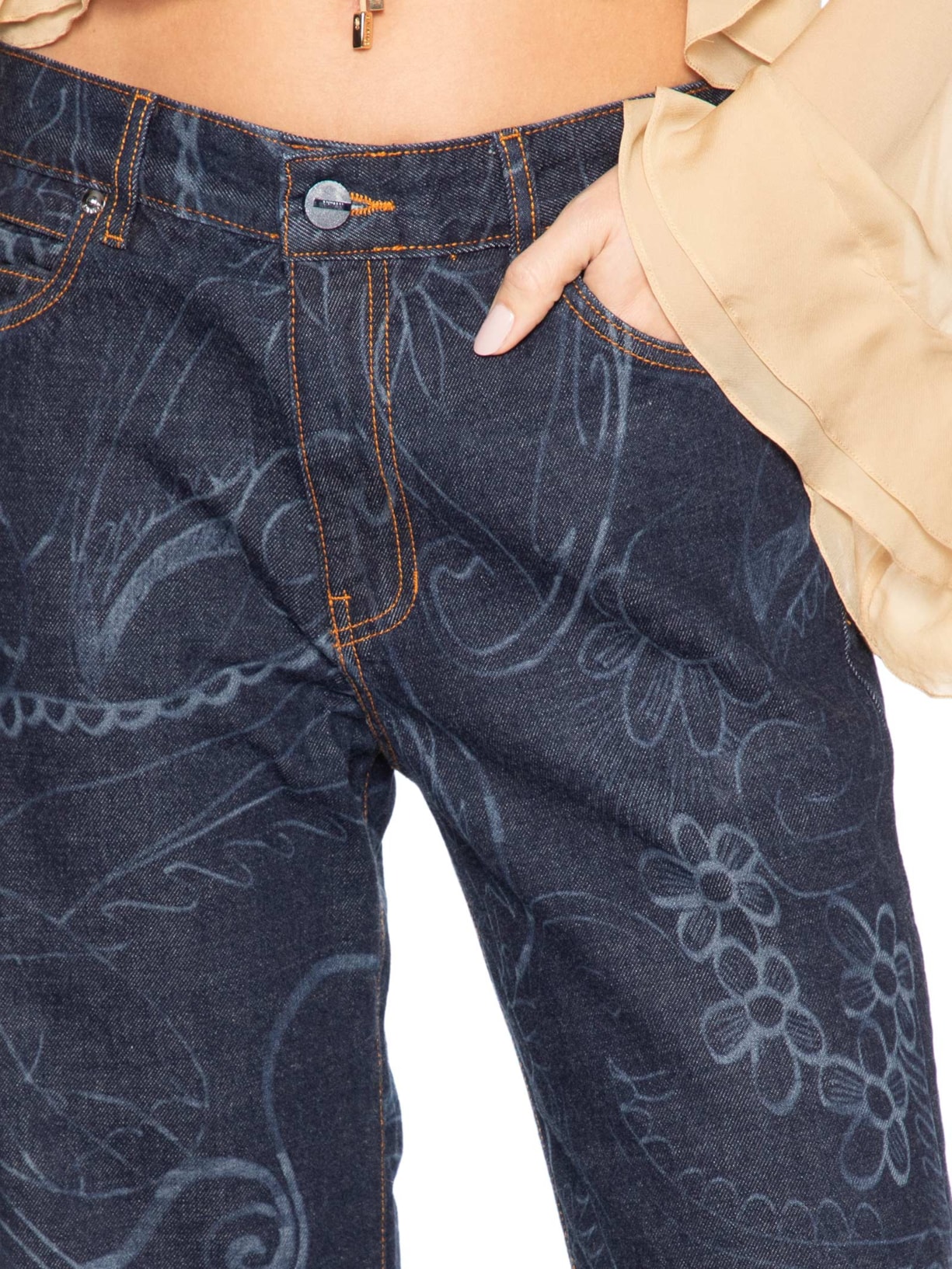 Calça Jeans Feminina Laser Paisley Azul Animale