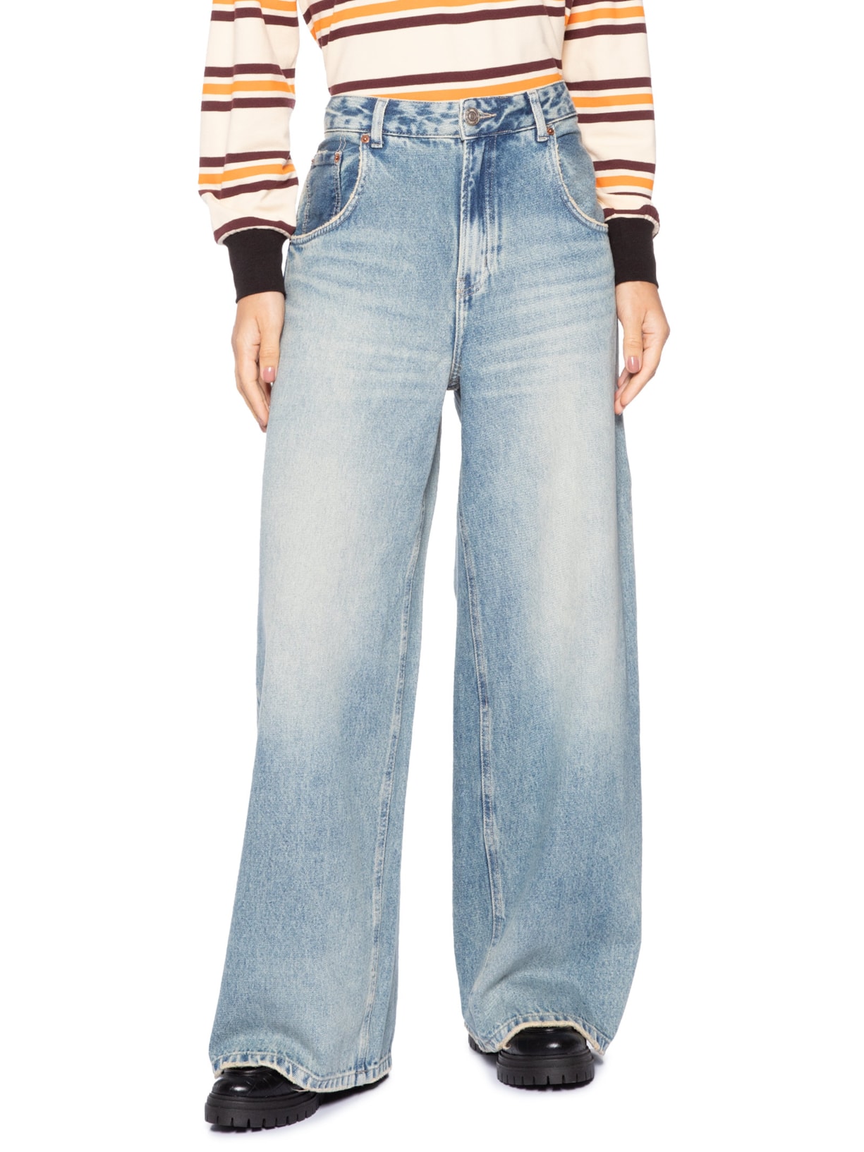 Calça Jeans Feminina Maxi Dirty - Azul by ANIMALE JEANS