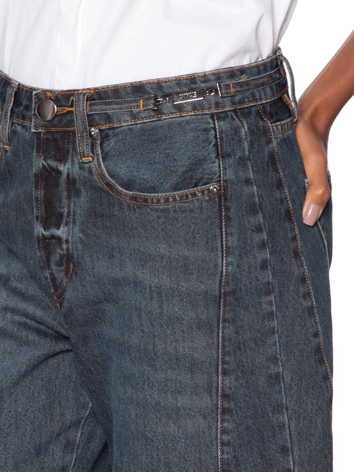 Calça Jeans Feminina Metal Lateral Azul Animale