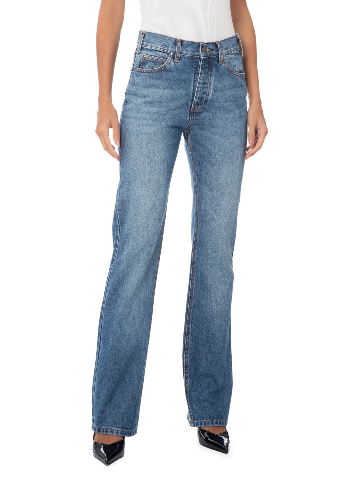 Calça Jeans Feminina Mevy Azul Andrea Bogosian