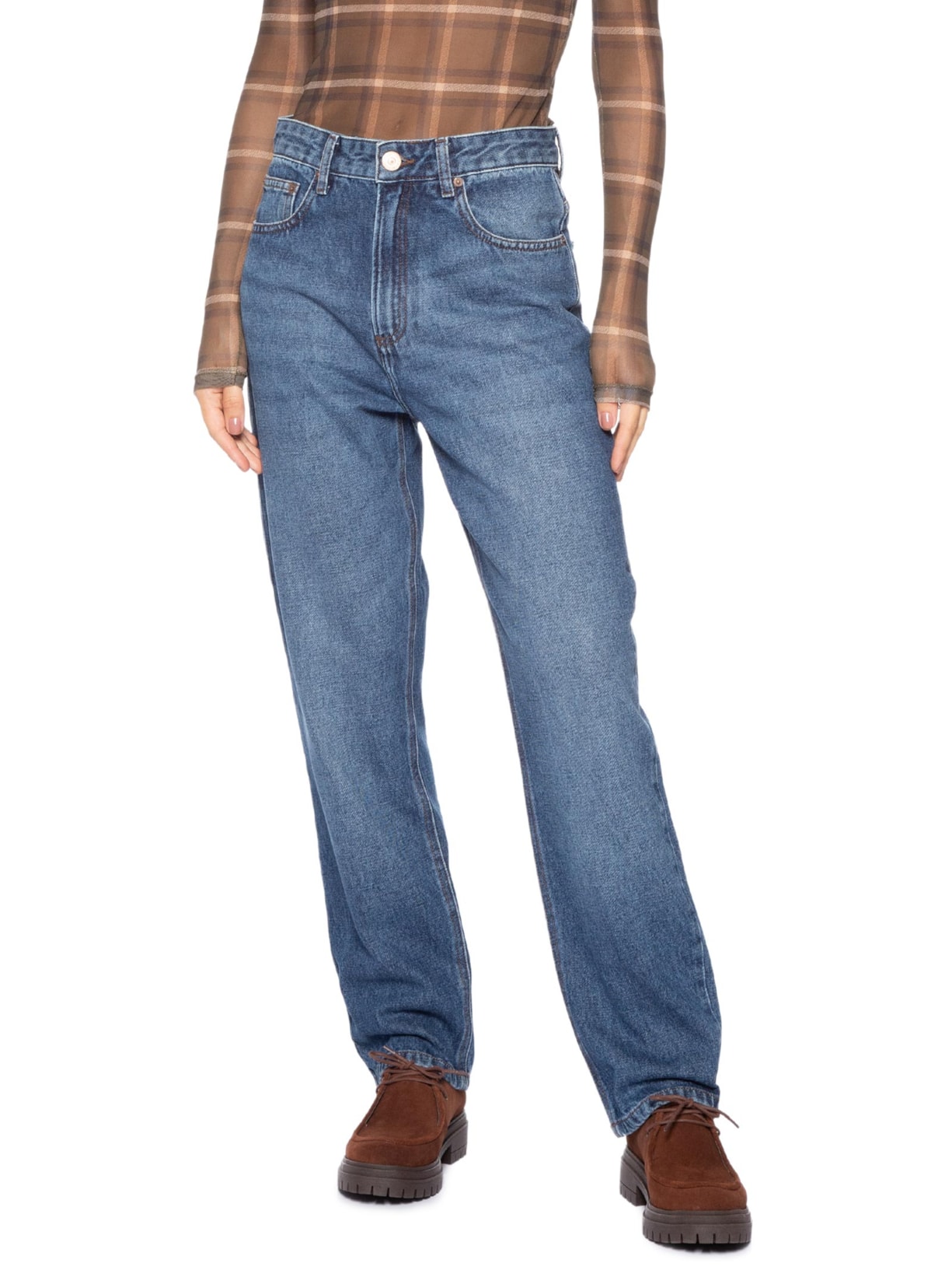 Calça Jeans Feminina Mom New Basic Azul Animale Jeans