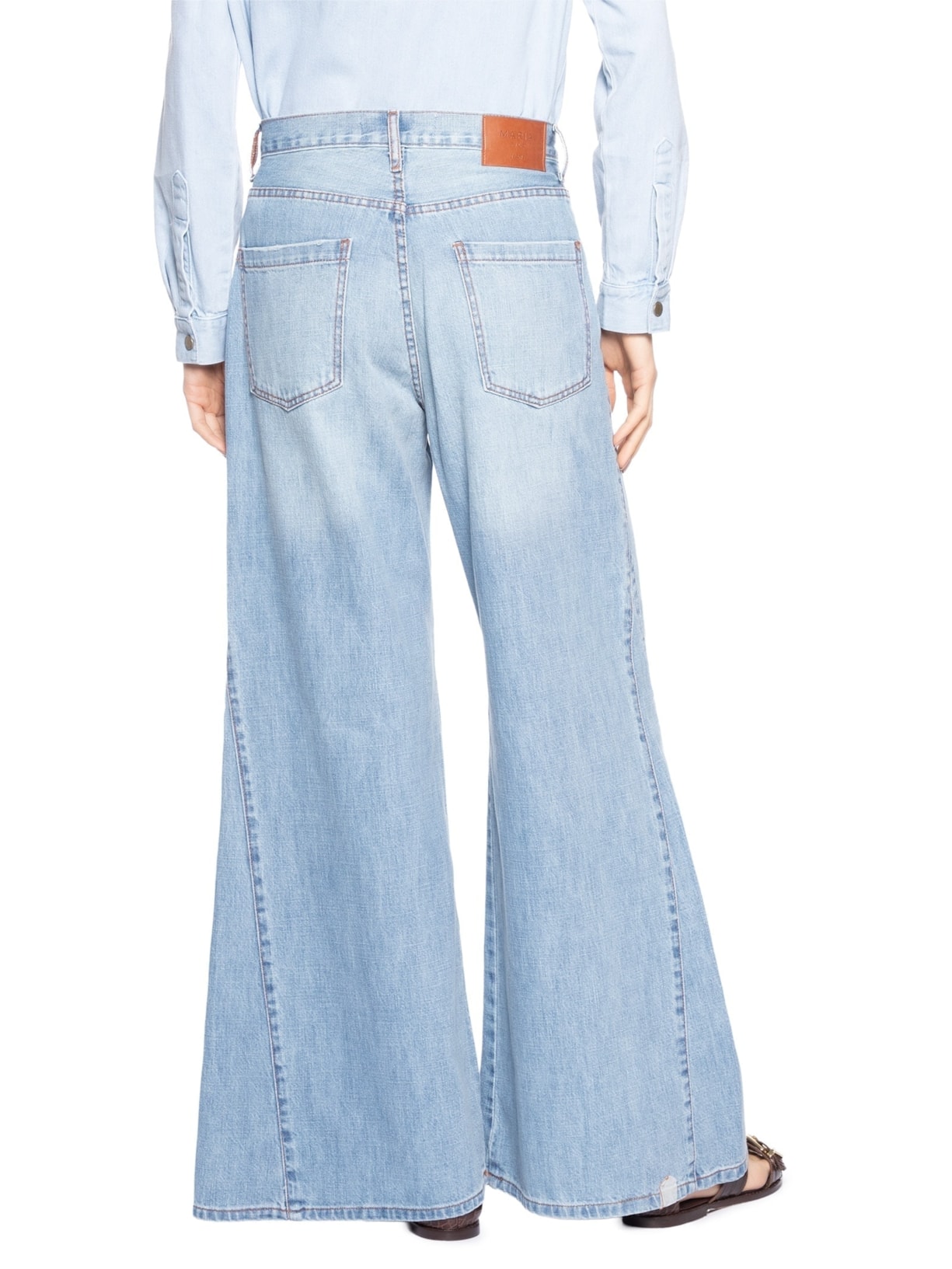 Calça Jeans Feminina Pantalona Nesgas  Azul Maria Filó
