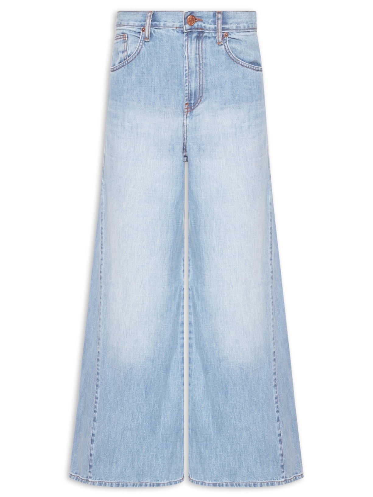 Calça Jeans Feminina Pantalona Nesgas  – Azul Maria Filó