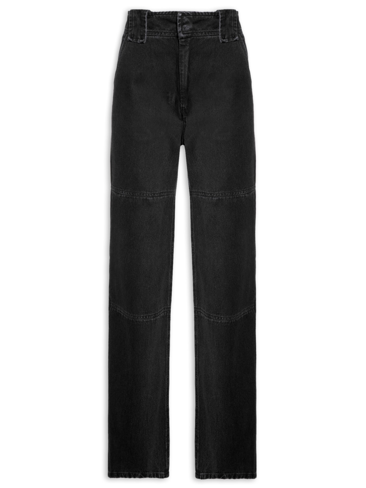 Calça Jeans Feminina Pantalona Recortes Na Perna - Preto