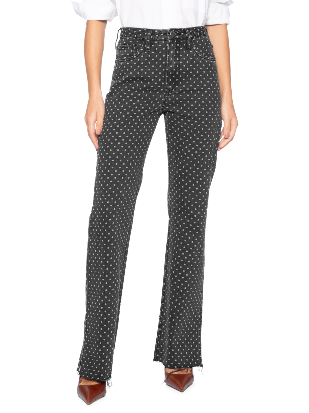 Calça Jeans Feminina Poa Preto Carol Bassi