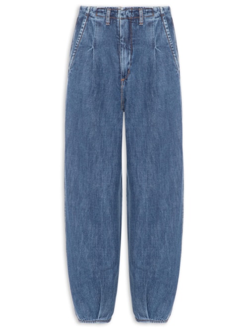 Calça Jeans Feminina Pregas - Azul