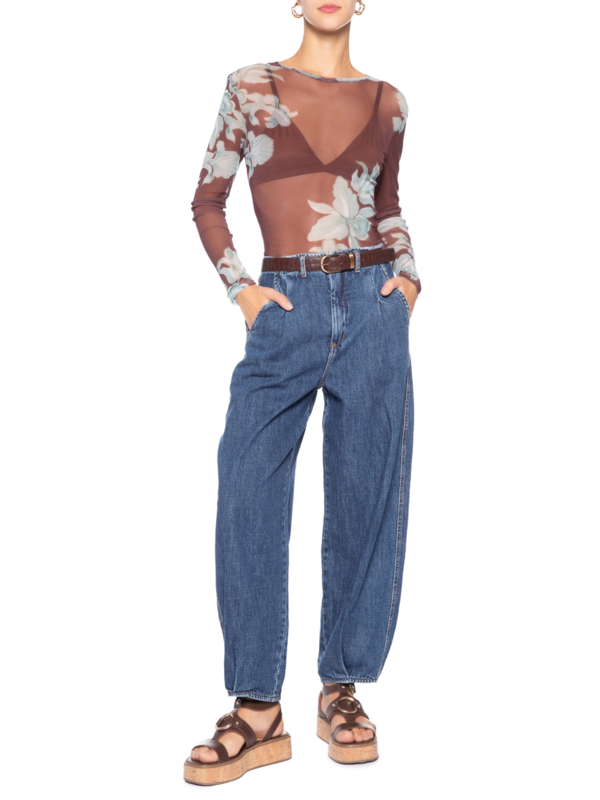 Calça Jeans Feminina Pregas Azul Dress To