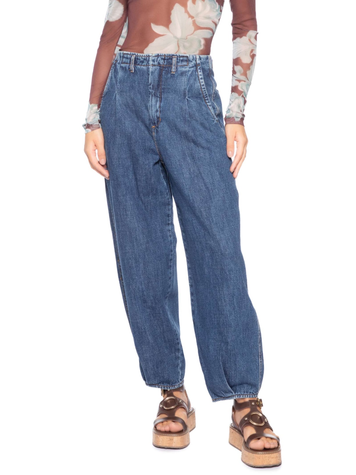 Calça Jeans Feminina Pregas Azul Dress To