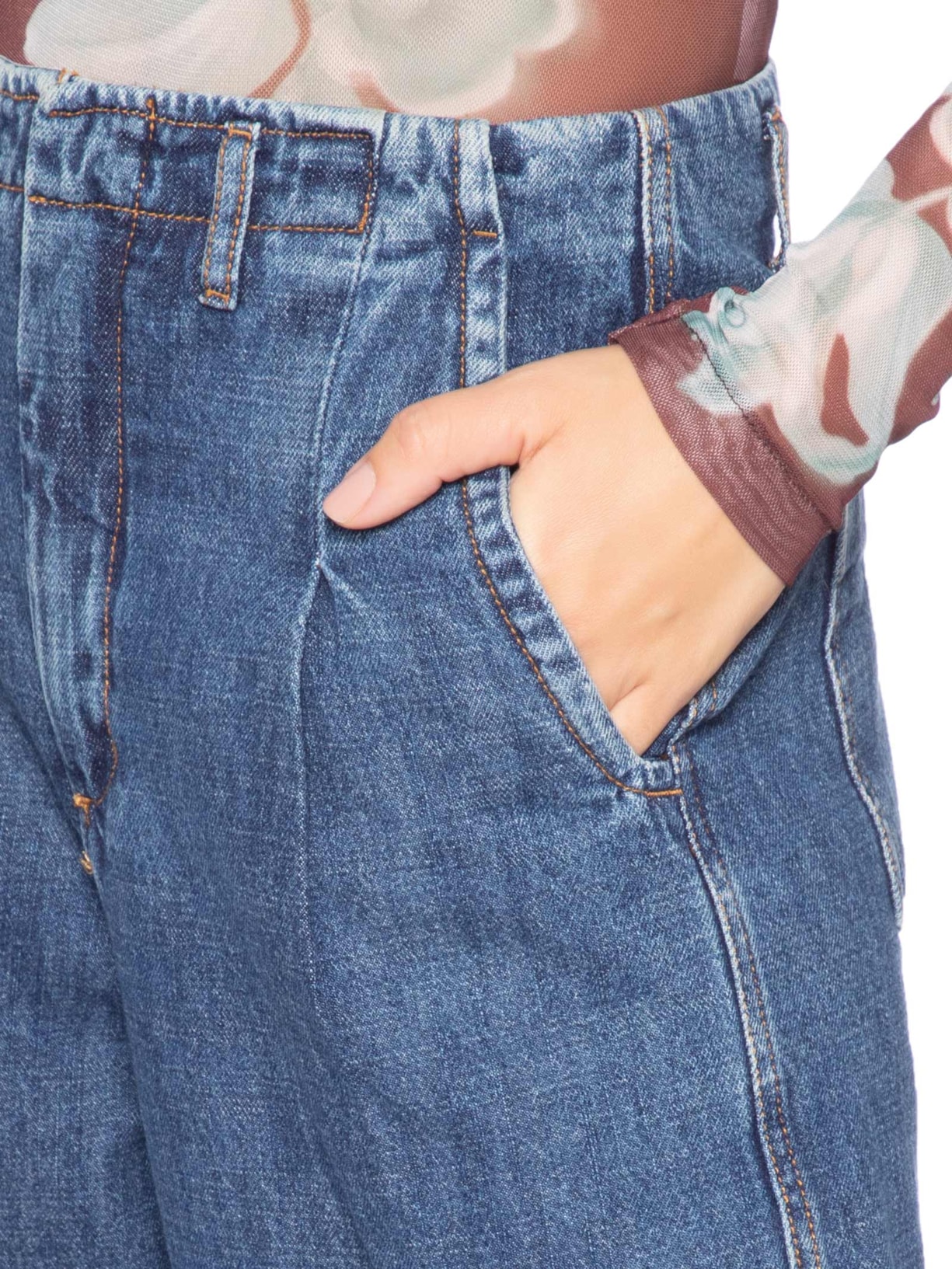 Calça Jeans Feminina Pregas Azul Dress To