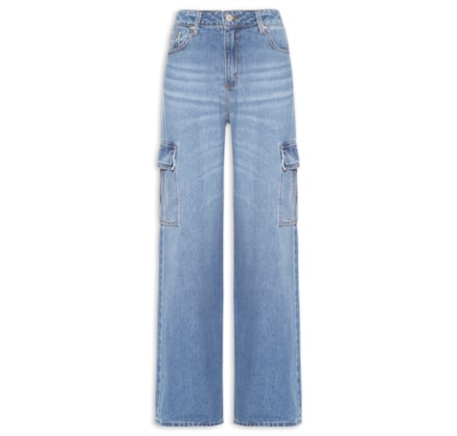 Calça Jeans Feminina Raquel Wide Leg - Azul