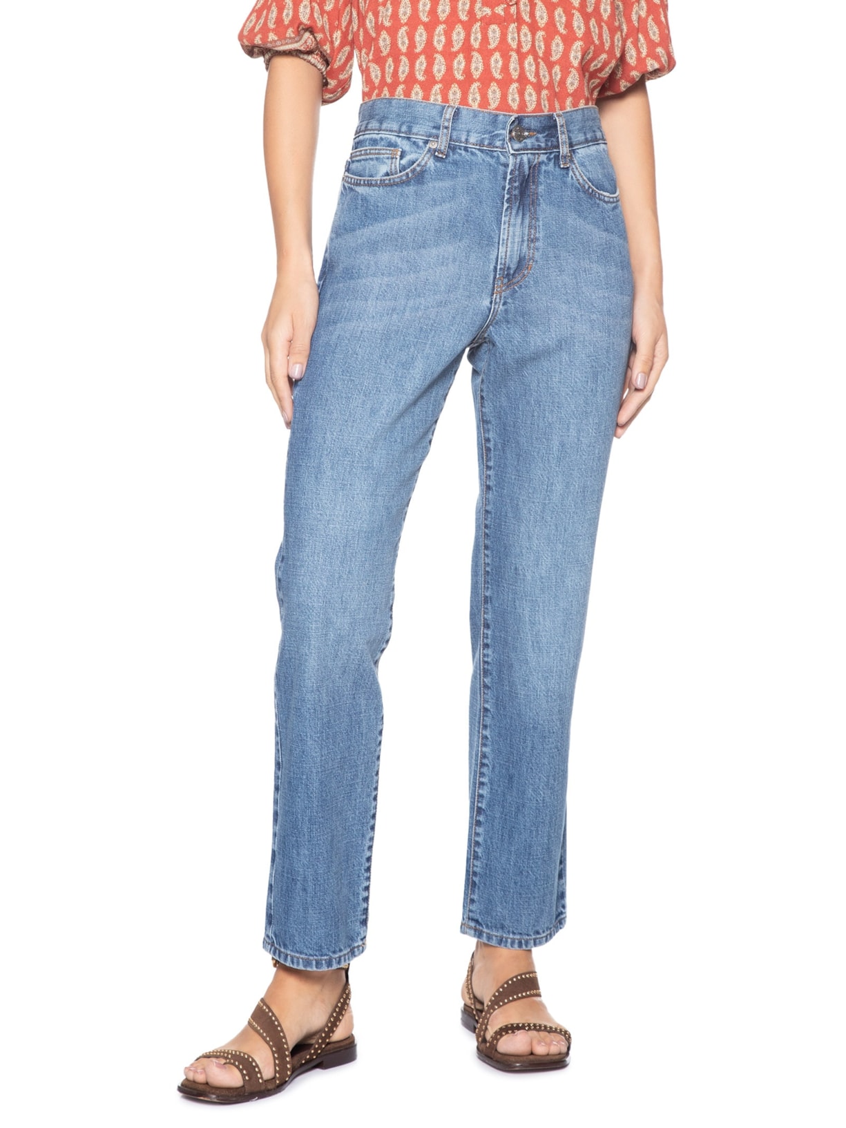 Calça Jeans Feminina Relaxed Used Azul Maria Filó