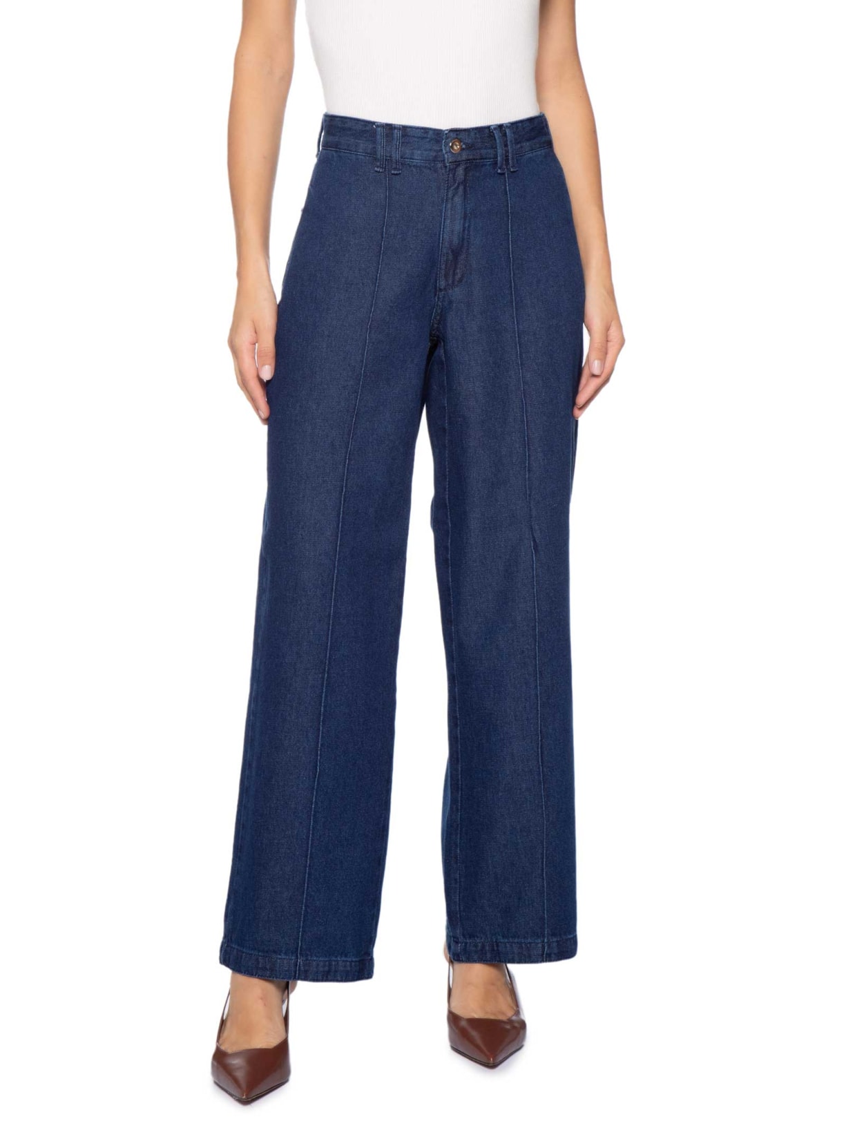 Calça Jeans Feminina Reta Azul Market 33