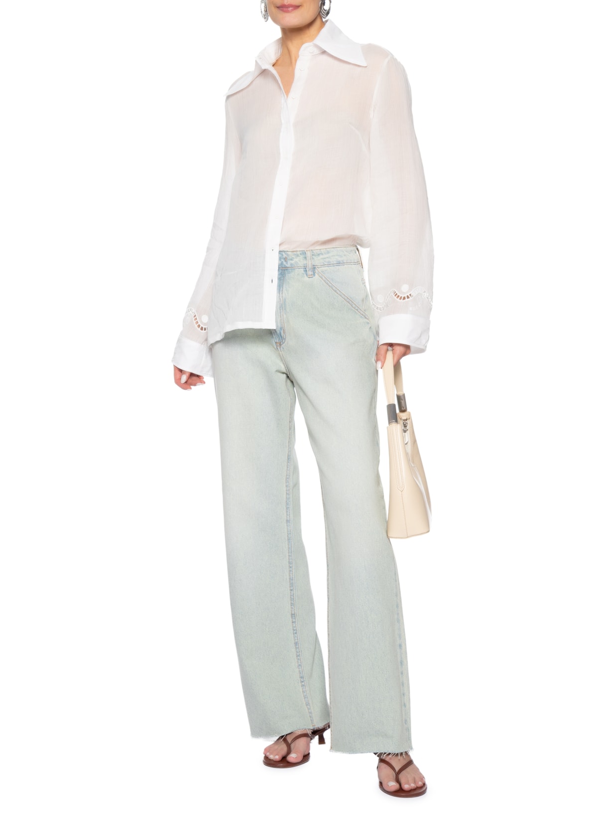Calça Jeans Feminina Reta Cintura Média Azul Bo