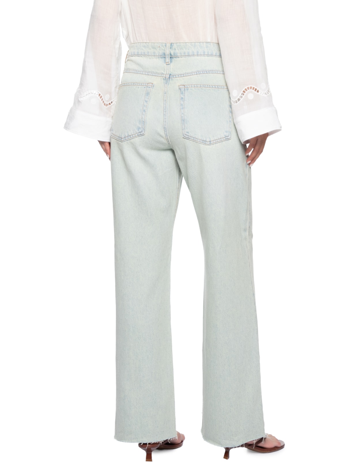 Calça Jeans Feminina Reta Cintura Média Azul Bo