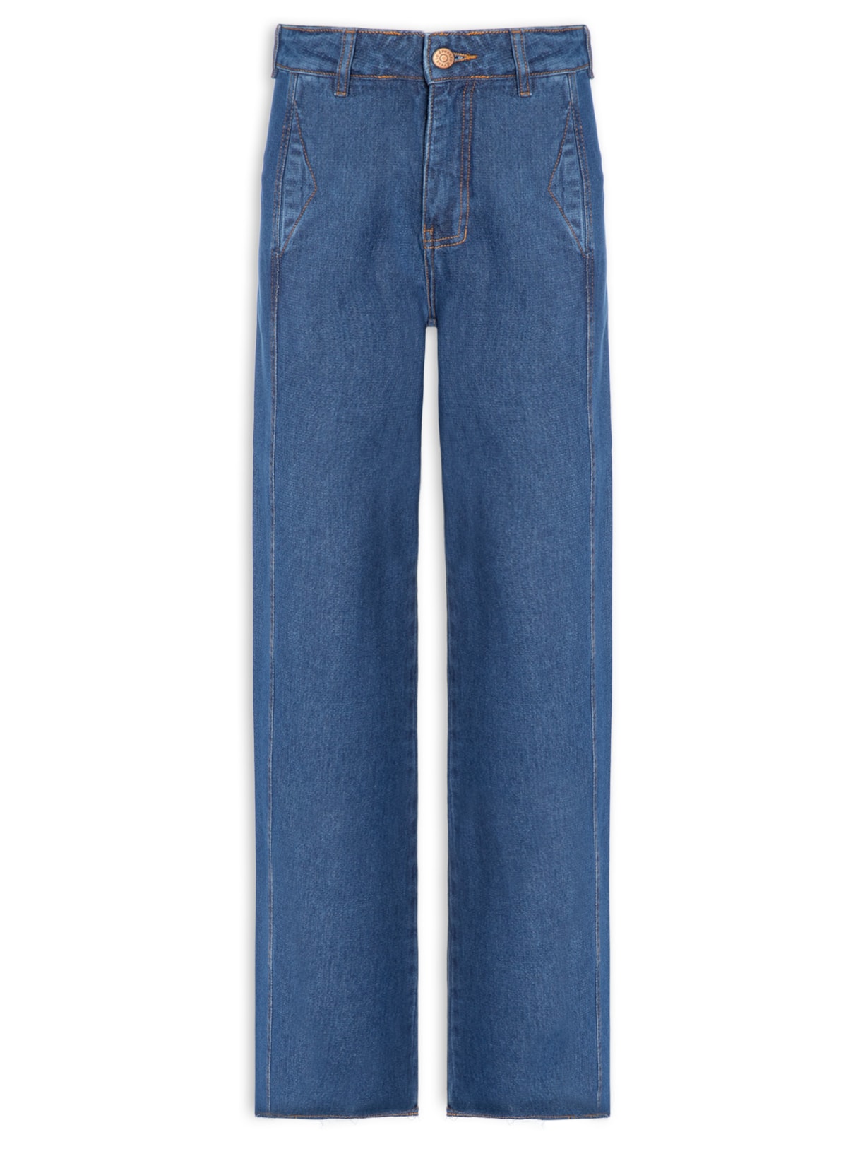 Calça Jeans Feminina Reta Dark Twill Azul Dress To