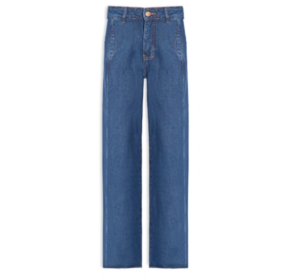 Calça Jeans Feminina Reta Dark Twill - Azul