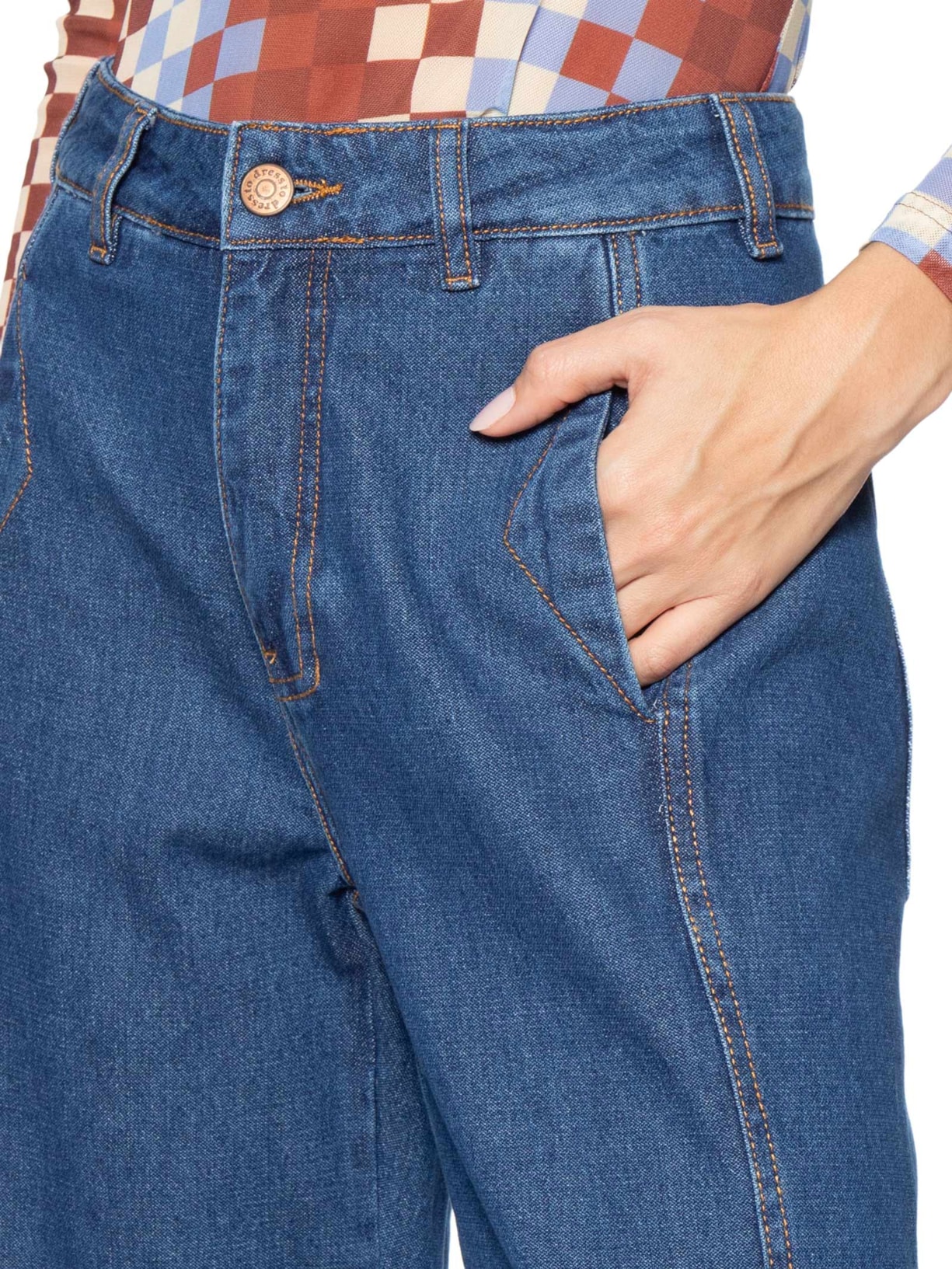 Calça Jeans Feminina Reta Dark Twill Azul Dress To