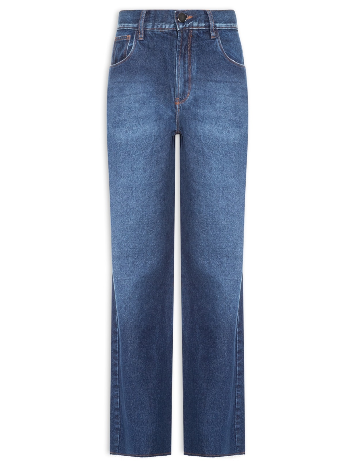 Calça Jeans Feminina Reta Lavagem Média - Azul