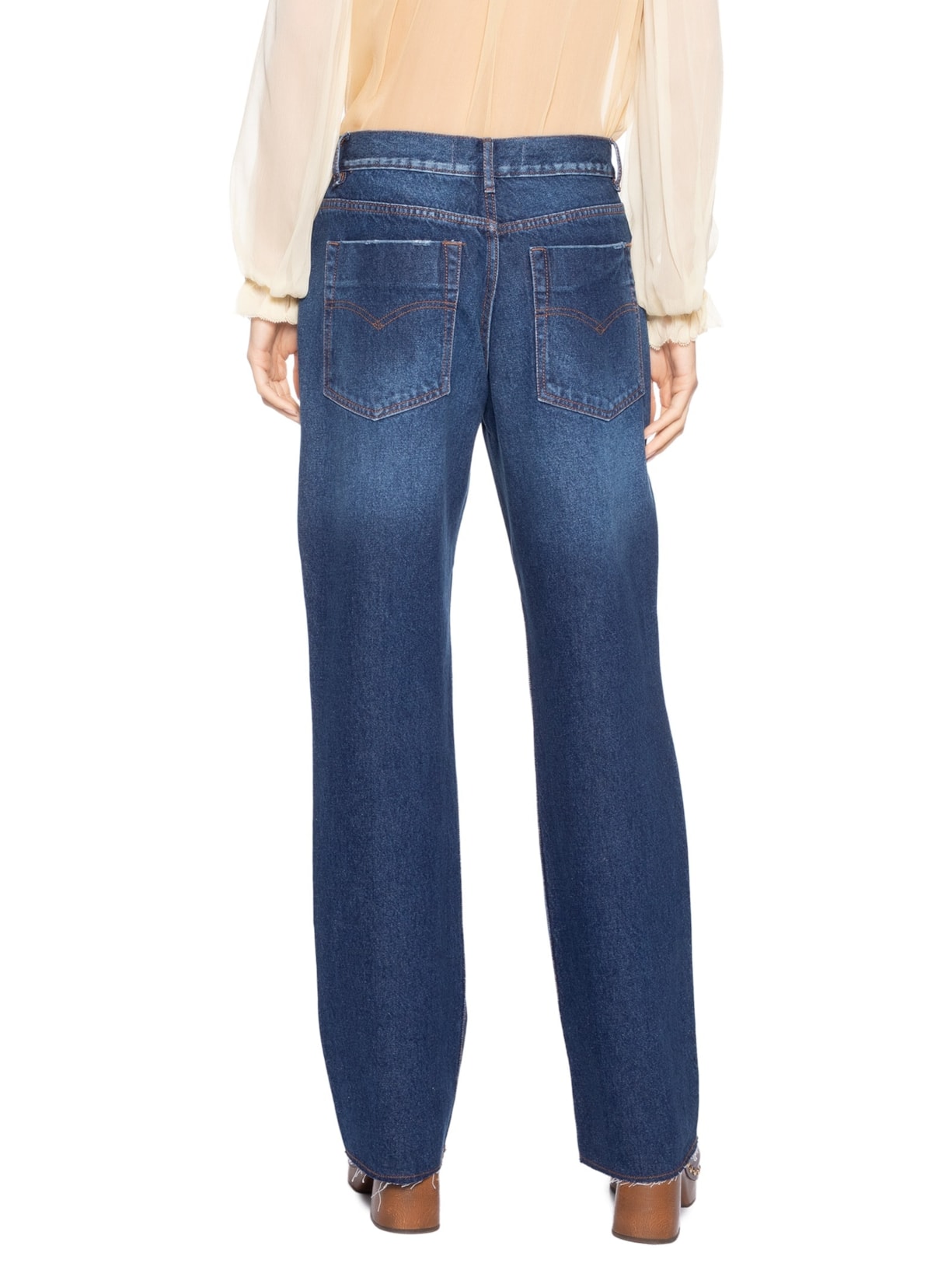 Calça Jeans Feminina Reta Lavagem Média Azul Animale
