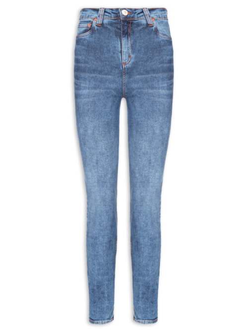 Calça Jeans Feminina Skinny Basic High Médio - Azul