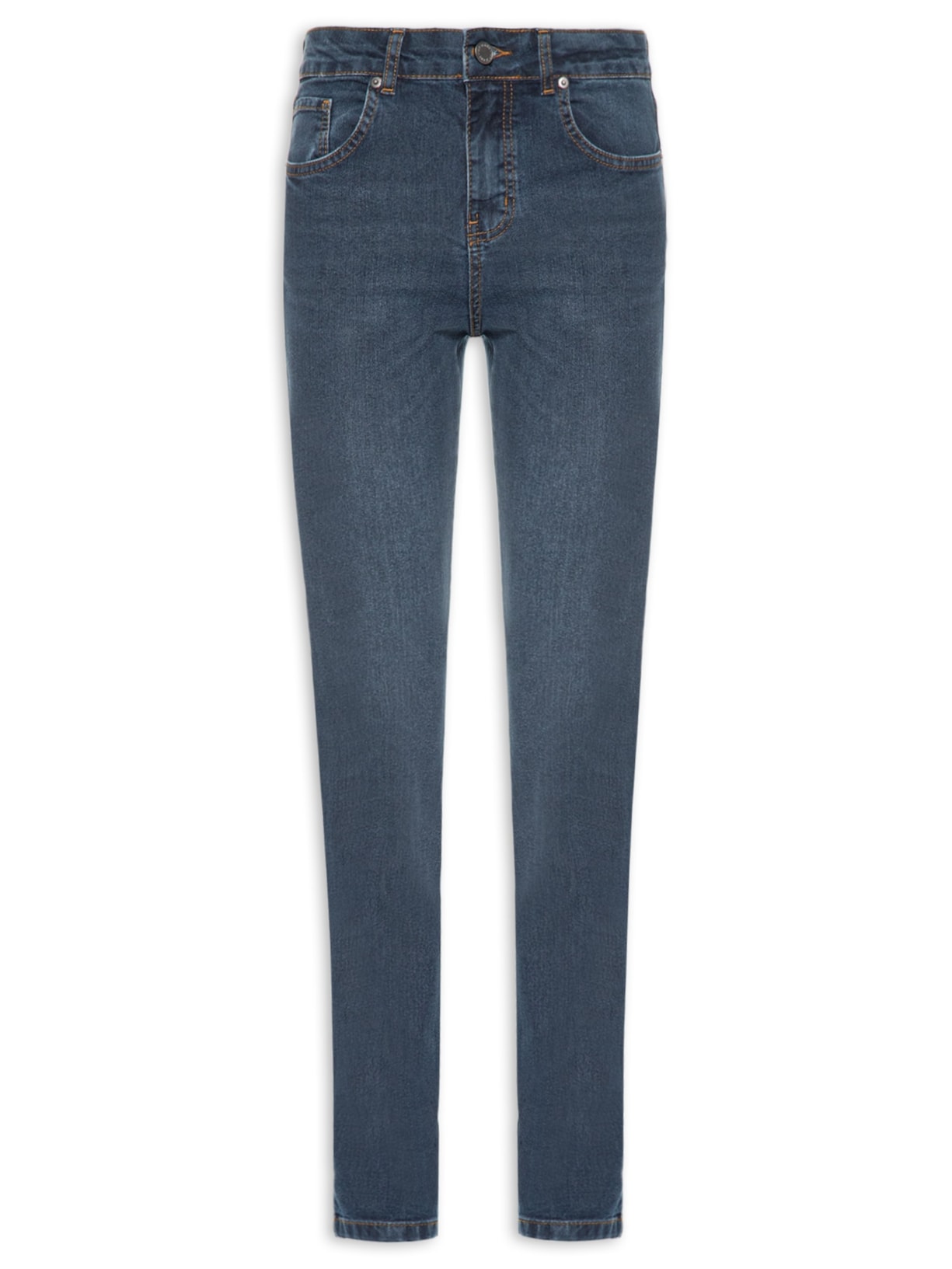 Calça Jeans Feminina Slim Com Fenda Azul Maria Filó