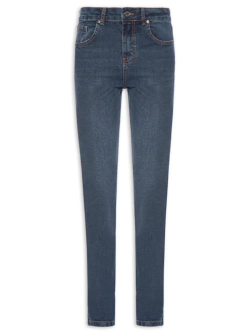 Calça Jeans Feminina Slim Com Fenda - Azul