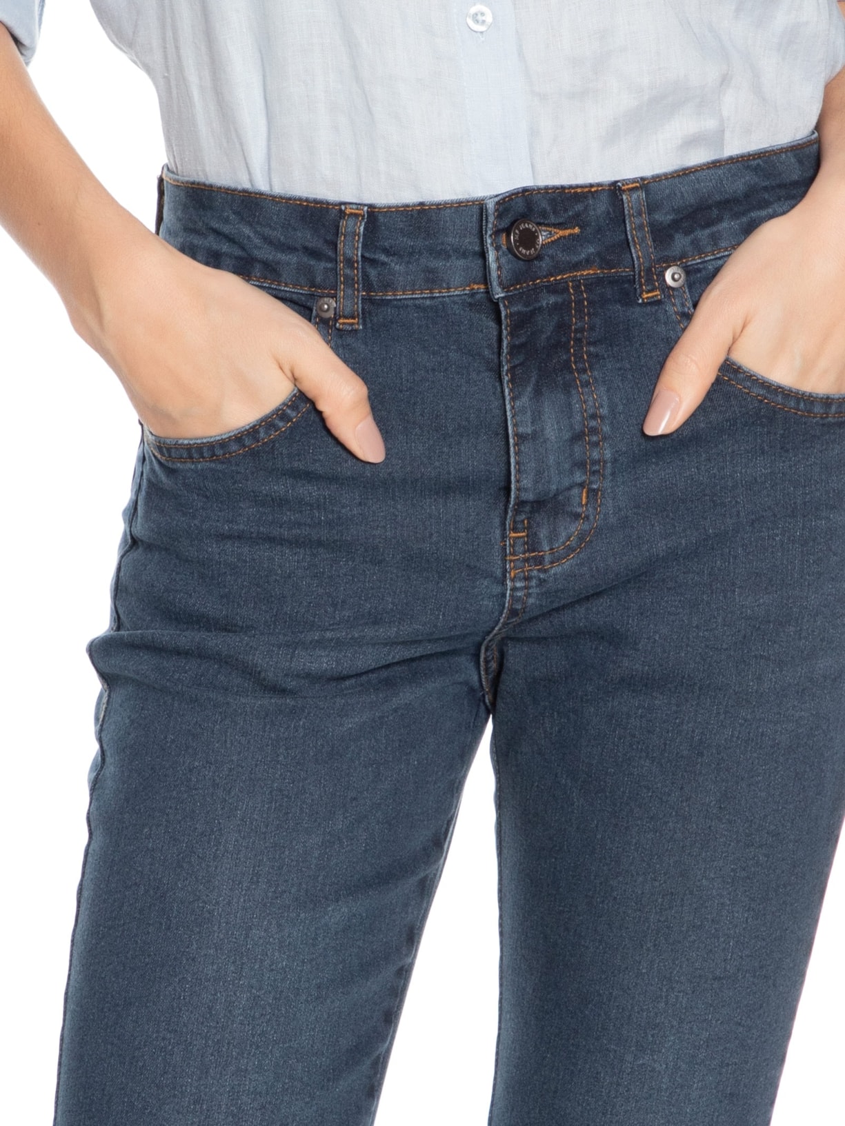 Calça Jeans Feminina Slim Com Fenda Azul Maria Filó