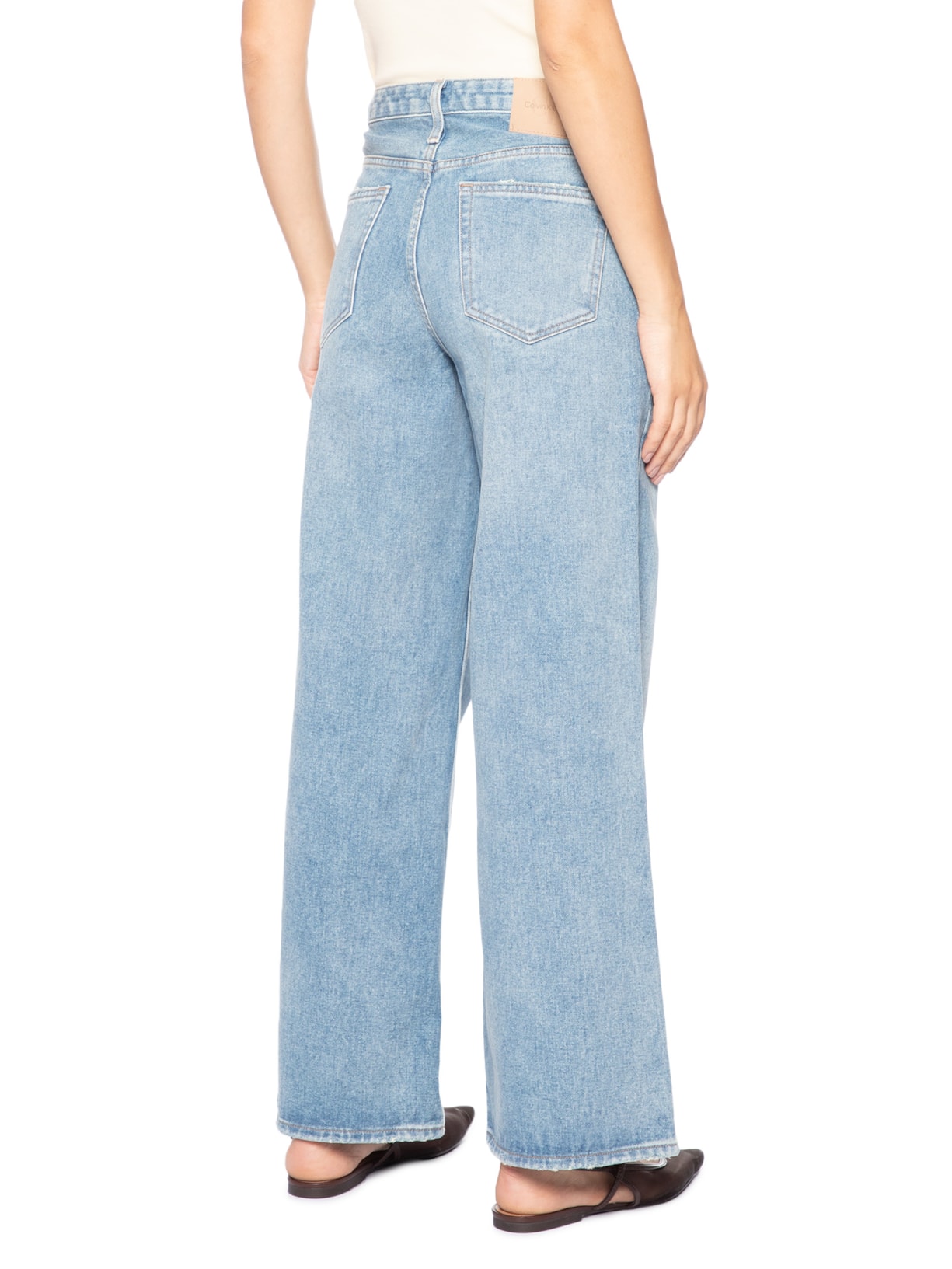 Calça Jeans Feminina Wide Leg 5 Pockets Azul Calvin Klein Jeans