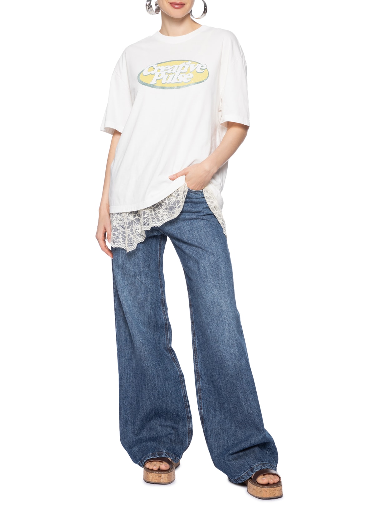 Calça Jeans Feminina Wide Leg Copenhague New B Azul Animale Jeans