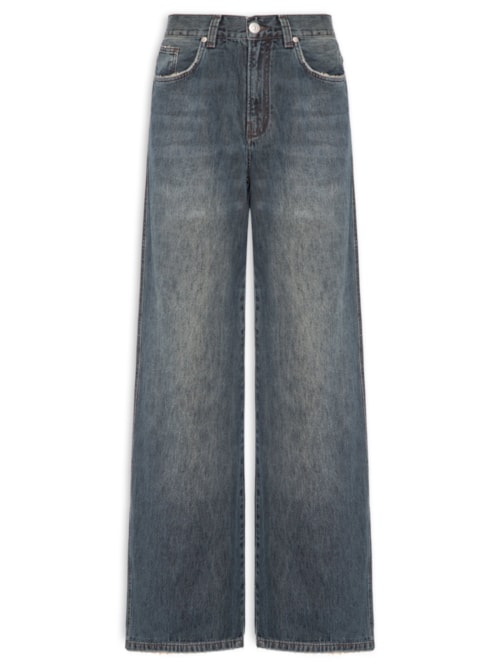 Calça Jeans Feminina Wide Leg New Basic - Azul
