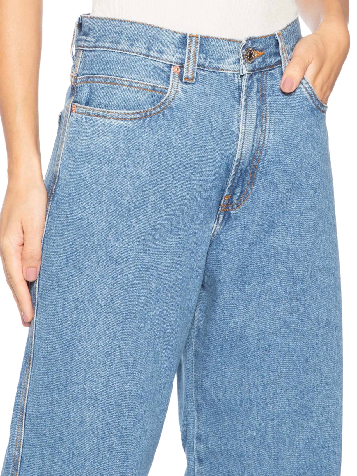 Calça Jeans Feminina Wide Leg New Basic Azul Animale Jeans