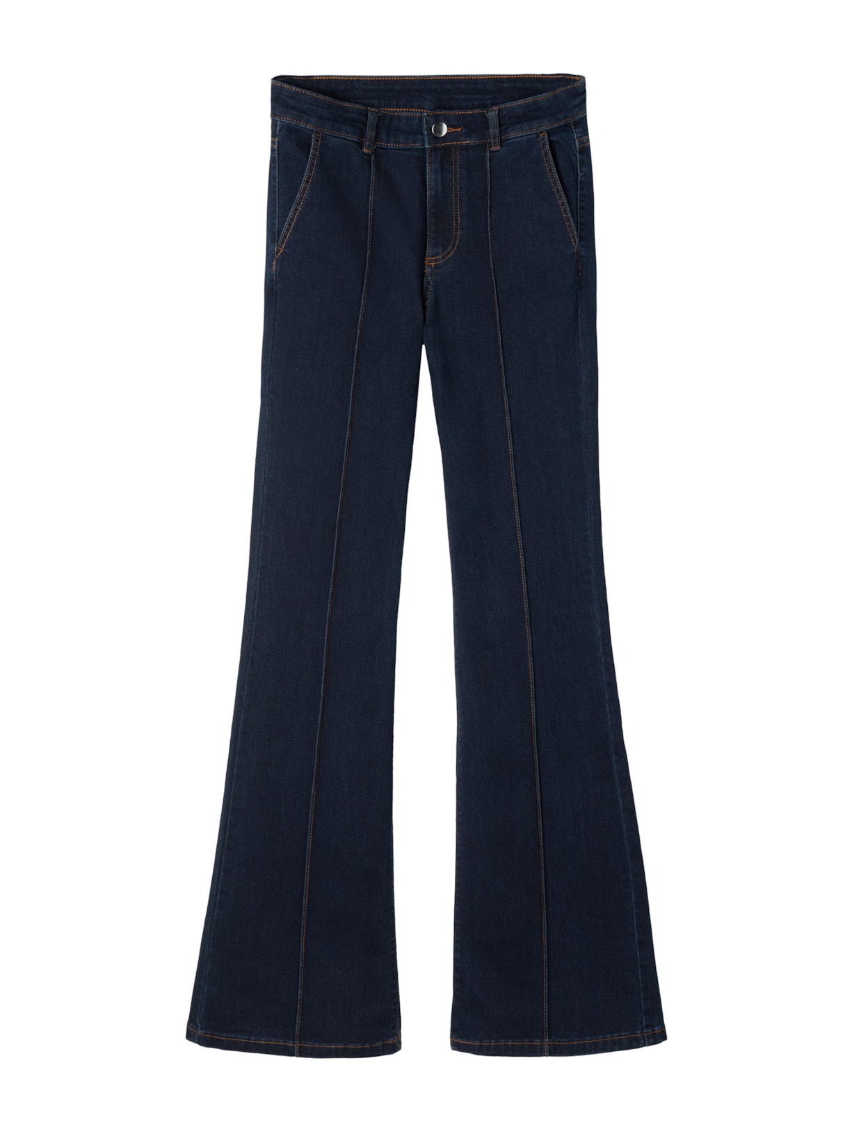 Calça Jeans Flare Com Costura Central - Azul