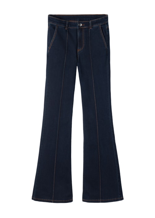 Calça Jeans Flare Com Costura Central - Azul