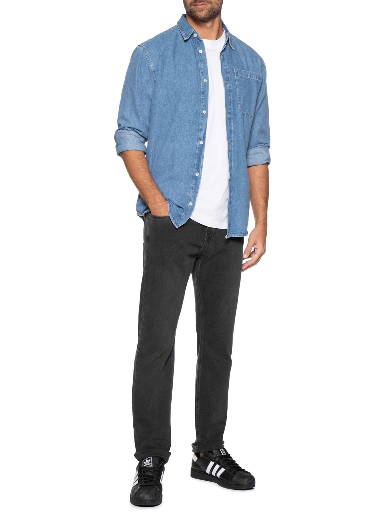 Calça Jeans Masculina Black Reta Fit Preto Zapalla