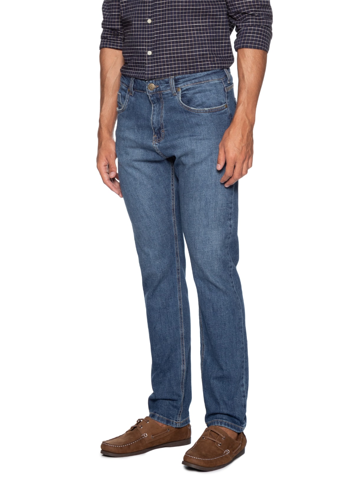 Calça Jeans Masculina Dirty Reta Fit Azul Zapalla