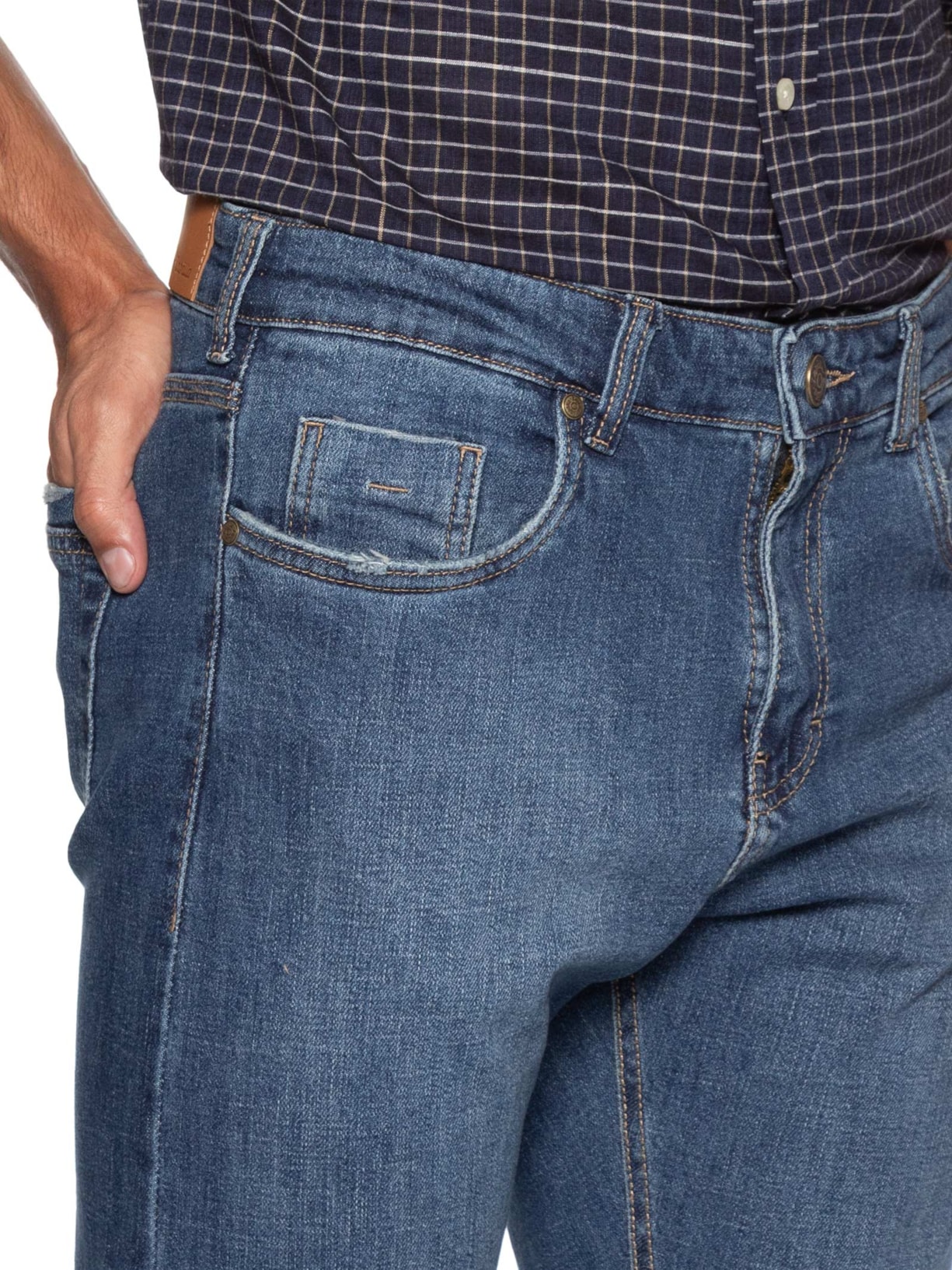 Calça Jeans Masculina Dirty Reta Fit Azul Zapalla