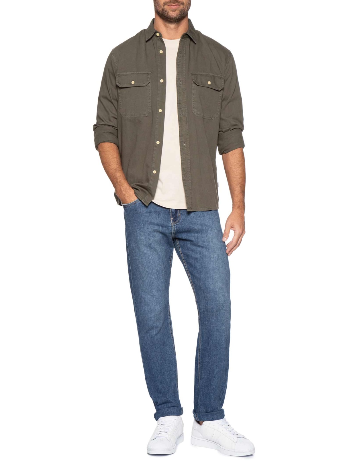 Calça Jeans Masculina Dirty Reta Fit Azul Zapalla