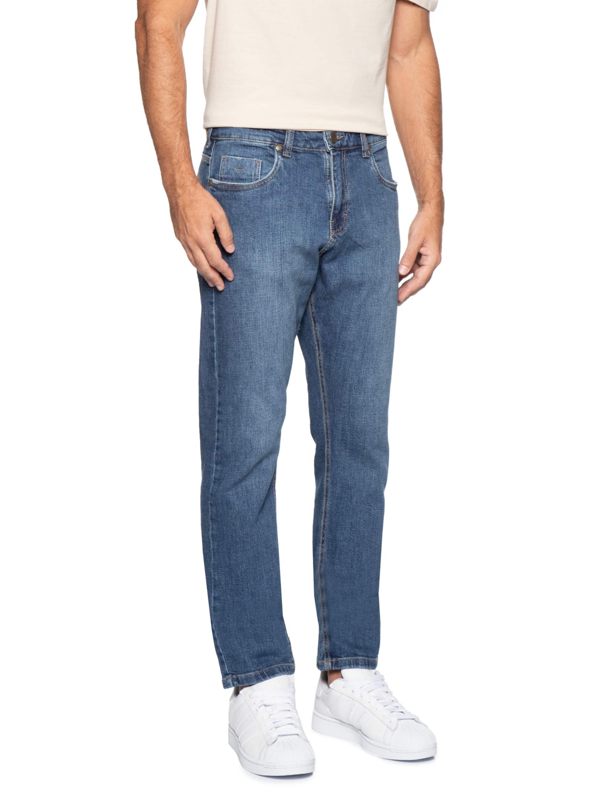 Calça Jeans Masculina Dirty Reta Fit Azul Zapalla