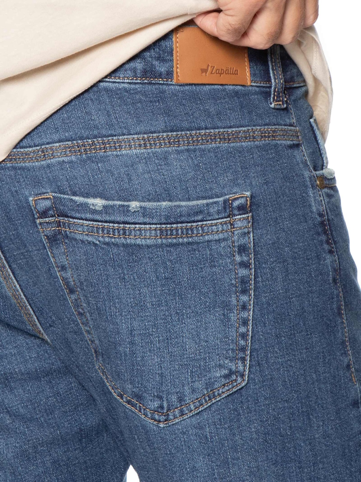 Calça Jeans Masculina Dirty Reta Fit Azul Zapalla