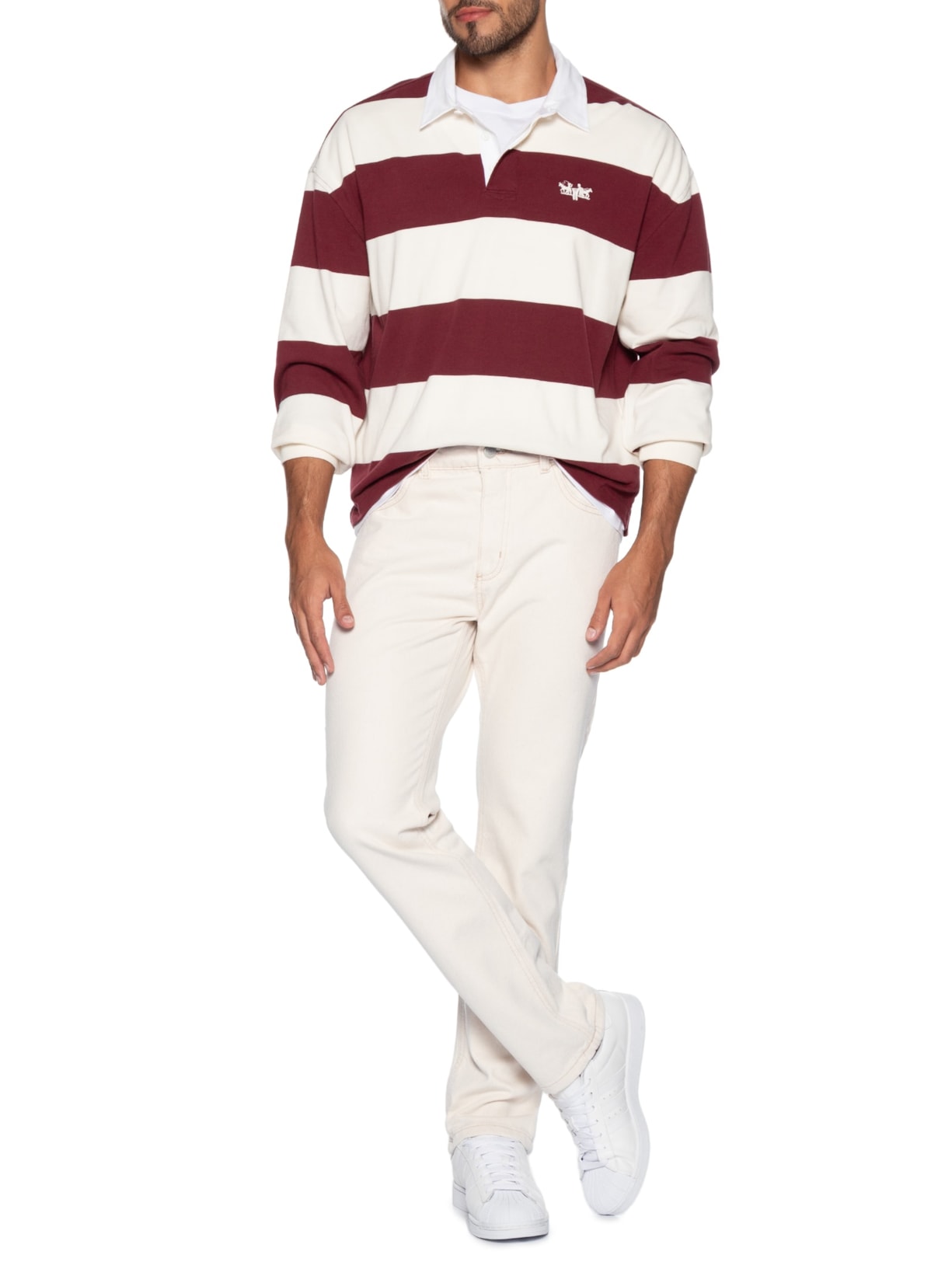 Calça Jeans Masculina Reta De Sarja Branco Hering