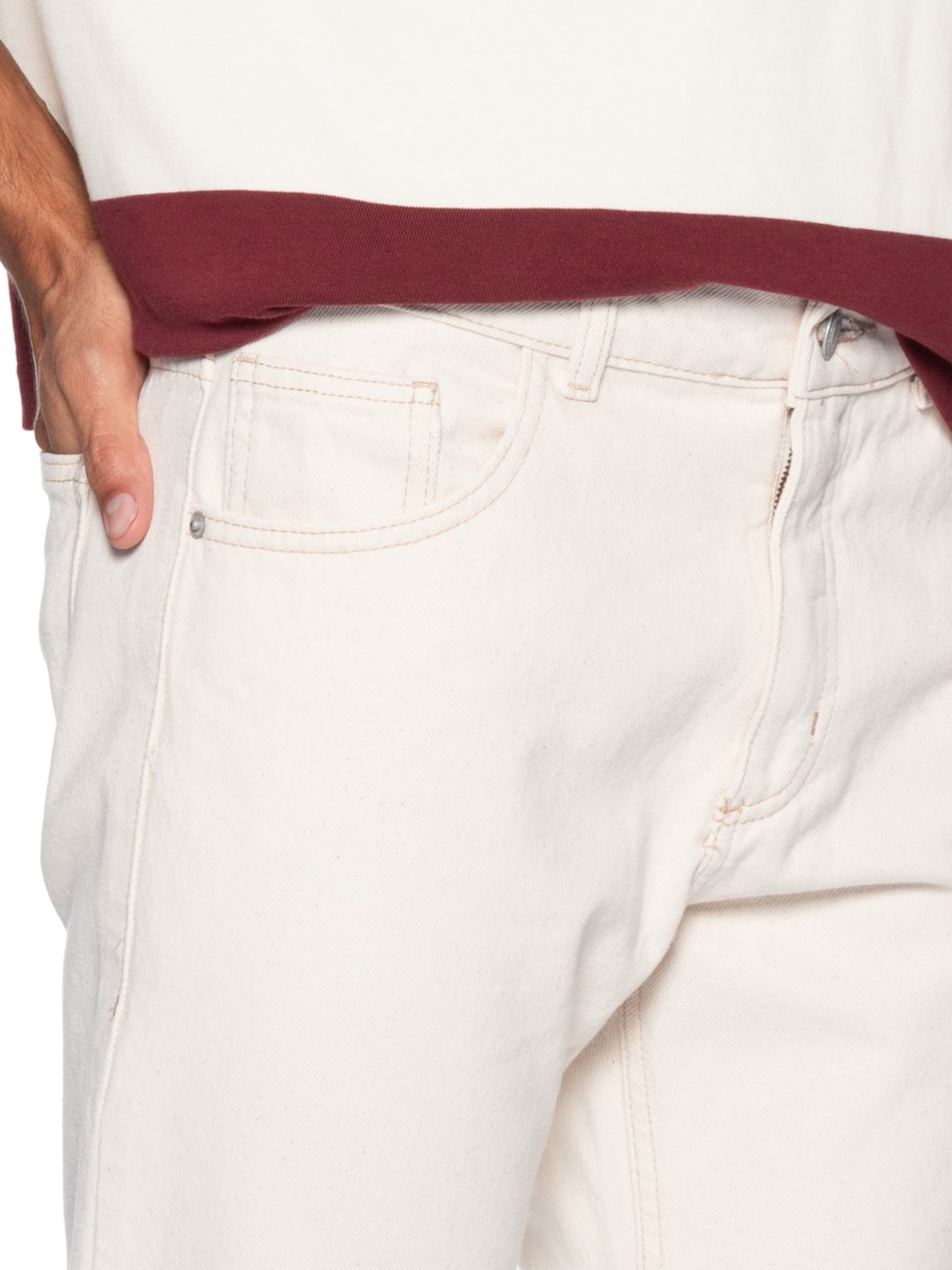 Calça Jeans Masculina Reta De Sarja Branco Hering