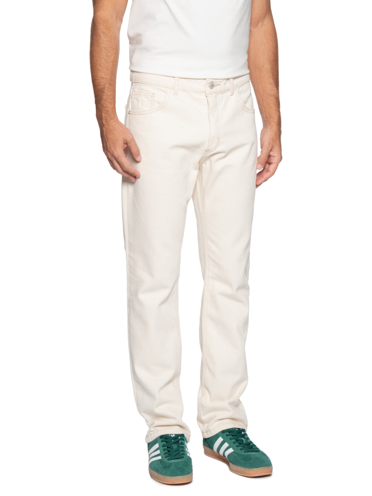 Calça Jeans Masculina Reta De Sarja Branco Hering